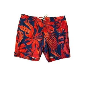 Tommy Hilfiger Tropical Floral Surf Swim Trunks Red Navy Men’s XL 40 Waist
